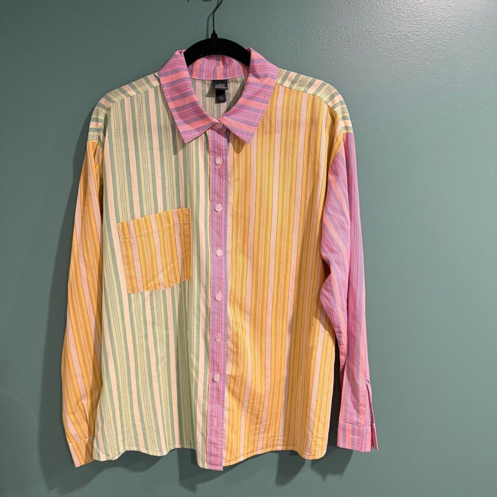 Wild Fable Pastel Striped Button Down Shirt - Picture 2 of 6